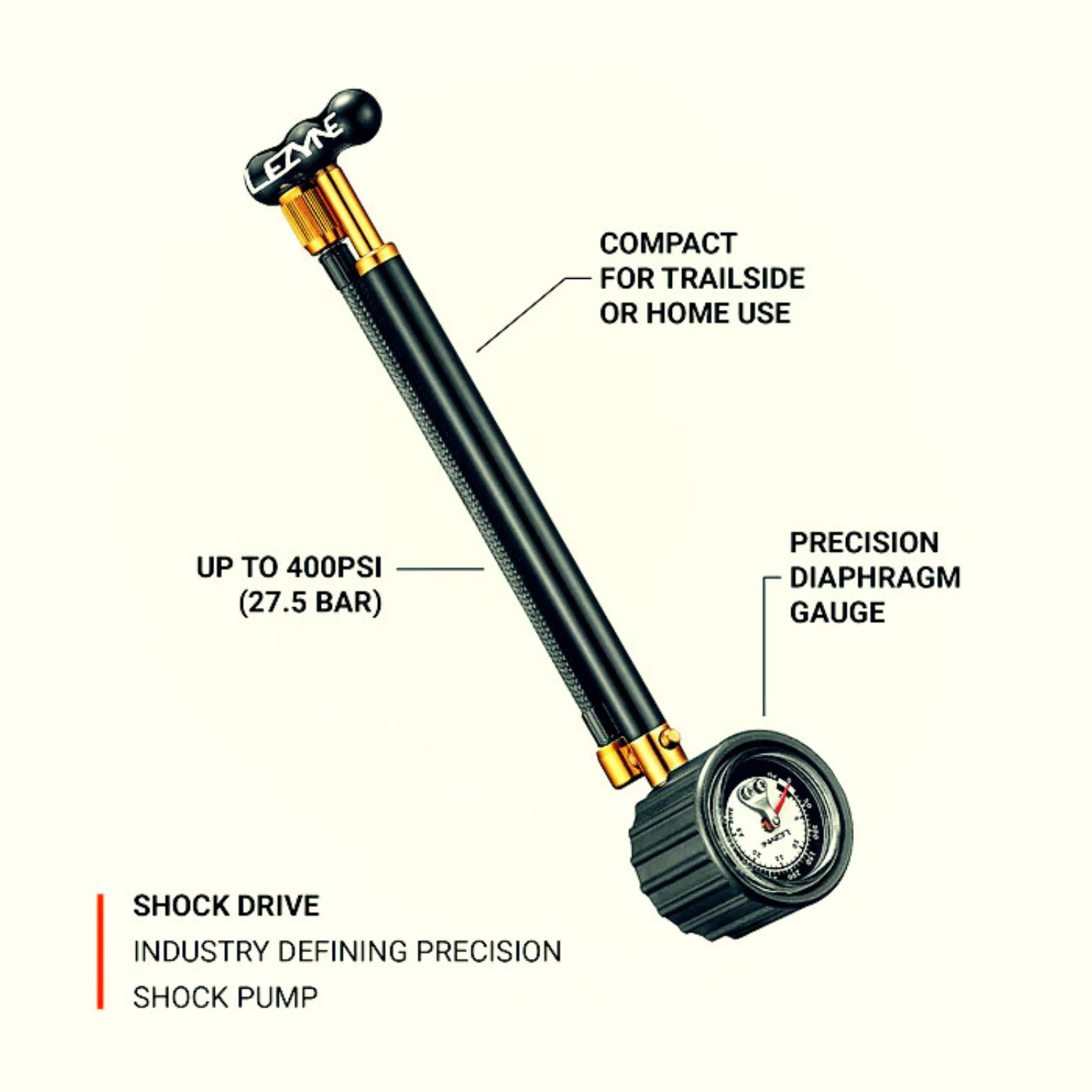 Lezyne Shock Drive Fork n Shock Pump (400psi) - Image 3