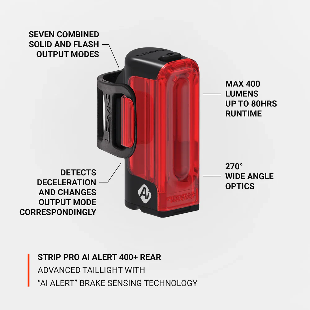 Lezyne Strip Pro AI Alert 400 Rear Light - Image 2